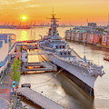 USS Wisconsin at Sunset